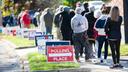 Voters wait in line to cast ballots in Pennsylvania.