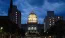 The Pennsylvania Capitol at night.